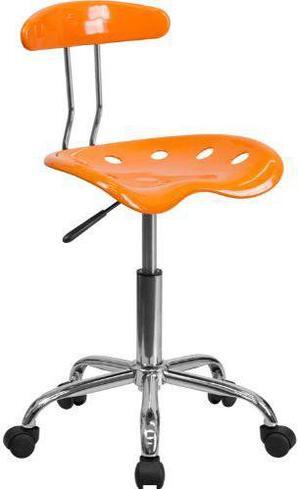 Vibrant Orange and Chrome Swivel Task Chair with Tractor Seat