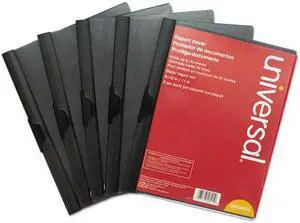 Universal 20515 Plastic Report Cover W/Clip, Letter, Holds 30 Pages, Clear/Black, 5/Pk