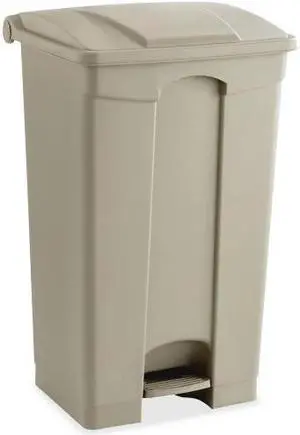 Large Capacity Plastic Step-On Receptacle, 23Gal, Tan