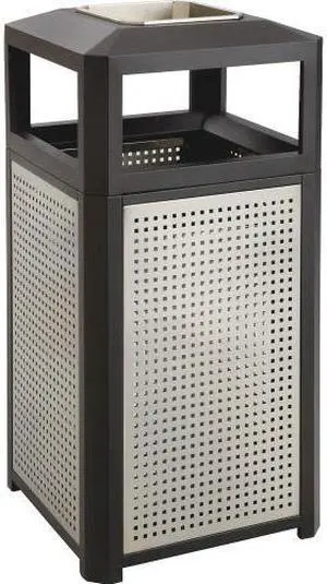Ashtray-Top Evos Series Steel Waste Container, 38gal, Black