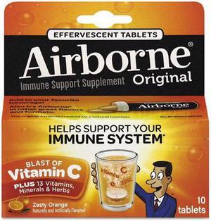 Airborne 30004 - Immune Support Effervescent Tablet, Orange, 10/Box