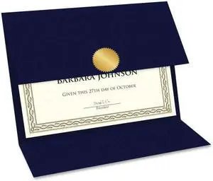 Geographics Double-fold Certificate Holder - Navy - Recycled - 5 / Pack  GEO47837