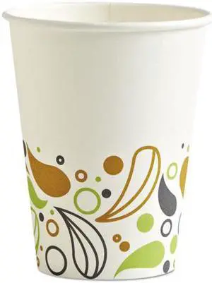 Deerfield Printed Paper Hot Cups, 12 oz, White/Yellow/Green/Purple BWKDEER12HCUP