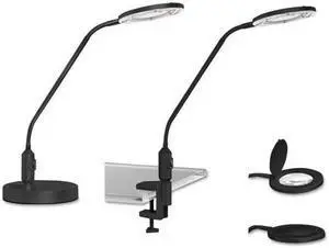 Desktop LED Magnifier Lamp, 19" High, Black ALELEDM765B