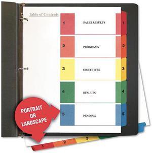 UNIVERSAL Table of Contents Dividers Assorted Color 5-Tab 1-5 Letter White 6