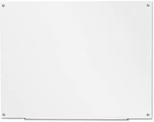 Universal Frameless Glass Marker Board, 48" X 36", White UNV43233 Includes marker holder and mounting kit