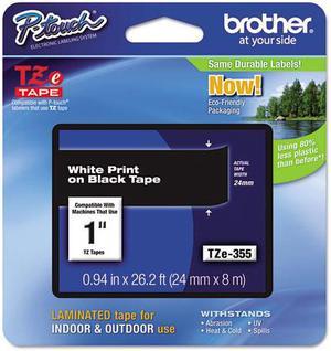 Brother P-touch TZe 1" Laminated Tape Cartridge - 1" Width x 26 1/5 ft Length - Rectangle - Thermal Transfer - White, Bl