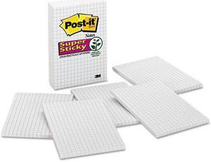 3M 660SSGRID Grid Notes, 4 x 6, White with Blue Grid, 3 90-Sheet Pads/Pack