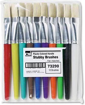 Charles Leonard Stubby Brush Set, Natural Bristle, Flat, 10/Set 73290