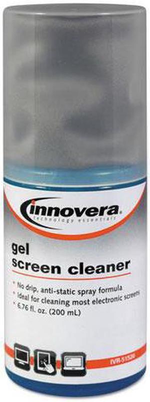 Innovera Anti-Static Gel Screen Cleaner w/Gray Microfiber Cloth 4oz Spray Bottle