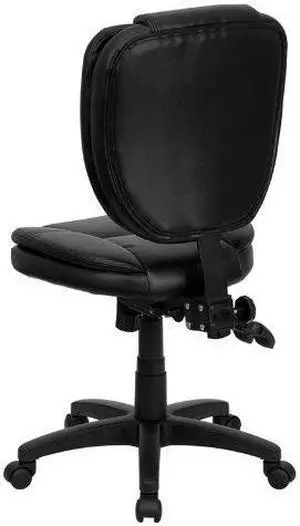 Mid-Back Black LeatherSoft Multifunction Swivel Ergonomic Task Office Chair with Pillow Top Cushioning