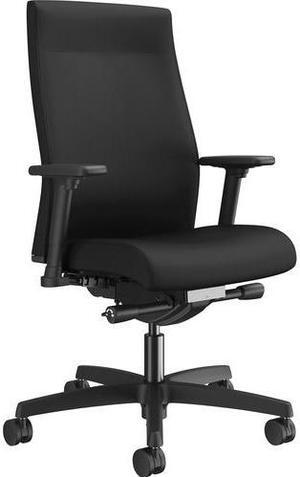 HON Ignition Adjustable Arms Fabric Task Chair - Fabric Seat - Fabric Back - Black Frame - 5-star Base - Black - 27" Wid