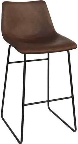 Lorell Mid-century Modern Sled Guest Stool - Sled Base - Tan - Bonded Leather - 18.9" Width x 22.3" Depth x 39.8" Height