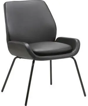 Lorell Bonded Leather U-Shaped Seat Guest Chair - Bonded Leather Seat - Bonded Leather Back - Black - 22" Width x 20.8"