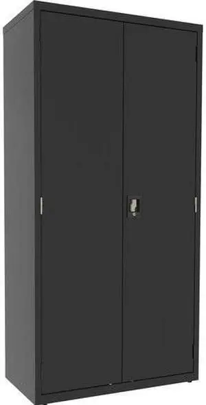 Lorell 4-shelf Steel Janitorial Cabinet - 36" x 18" x 72" - 4 x Shelf(ves) - Hinged Door(s) - Locking System, Welded, St Lorell 4-shelf Steel Janitorial Cabinet - 36" x 18" x 72" - 4 x Shelf(ves) - Hinged Door(s) - Locking System, Welded, St