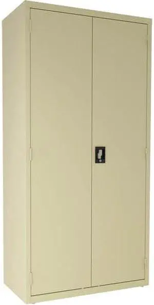 Lorell 4-shelf Steel Janitorial Cabinet - 36" x 18" x 72" - 4 x Shelf(ves) - Hinged Door(s) - Locking System, Welded, St