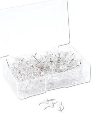 U Brands Standard Push Pins Plastic Clear Silver Pin 7/16" 200/Pack 3088U06-24