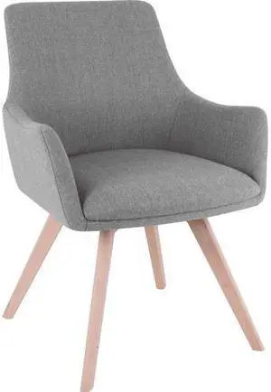 Lorell Gray Flannel Guest Chair with Wood Legs - Four-legged Base - Gray - 25.1" Width x 24.8" Depth x 35" Height LLR685