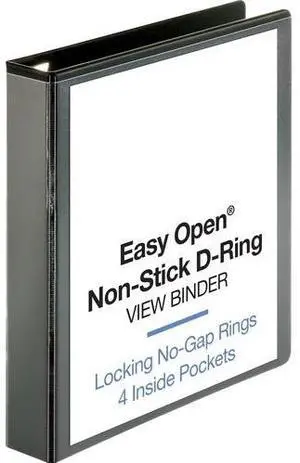 Business Source View Binder Locking D-Ring 1-1/2" Capacity Letter Black 26958