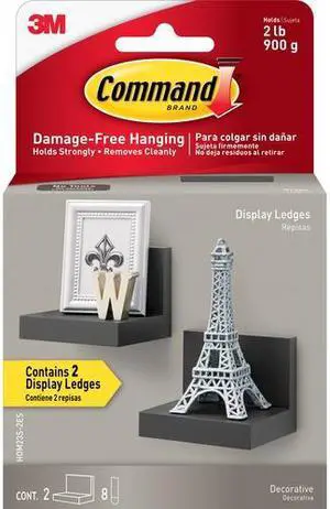 Command Display Ledges, Slate - 2 Pack - Slate - Plastic MMMHOM23S2ES