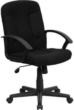 Mid-Back Black Fabric Executive Swivel Office Chair with Nylon Arms