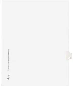 Avery-Style Legal Exhibit Side Tab Divider Title: 67 Letter White 25/Pack 01067