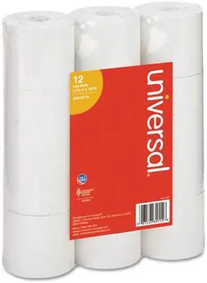 UniversalAdding Machine/Calculator Roll, 16 lb, 1/2" Core, 2-1/4"x150 ft, White, 12/Pack