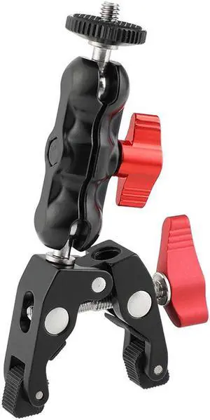 CAMVATE Versatile Super Clamp & Mini Ball Head 1/4"-20 Screw Adapter, Red Knob CAMVATE Versatile Super Clamp & Mini Ball Head 1/4"-20 Screw Adapter, Red Knob