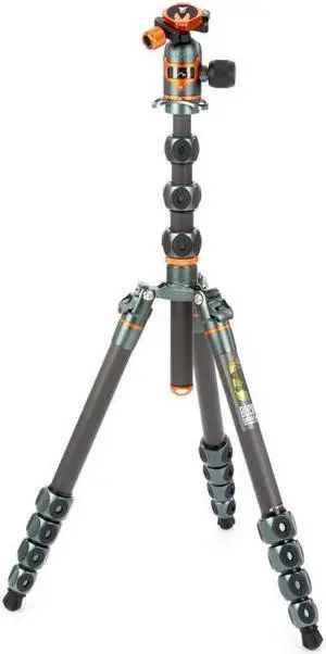 3 Legged Thing Legends Bucky 5-Section CF Tripod w/AirHed Vu Ball Head, Gray