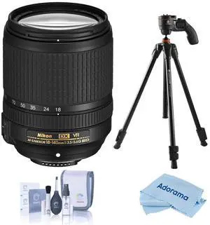 Nikon 18-140mm f/3.5-5.6G ED AF-S DX NIKKOR VR Lens w/Vesta 203AGH Al Tripod Kit