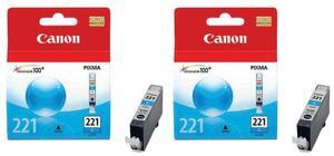 Canon 2 pack CLI-221C Cyan Color Ink Tank for Select PIXMA Printers #2947B001 2