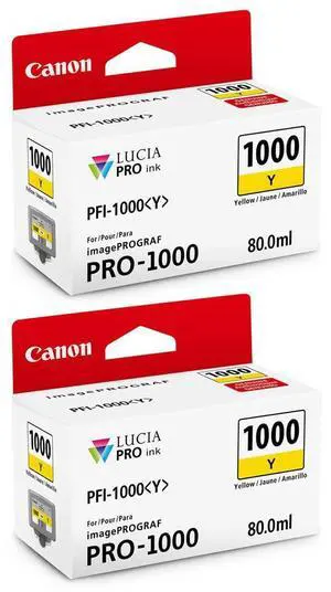Canon 2 Pack PFI-1000Y Yellow LUCIA PRO ink for imagePROGRAF PRO-1000