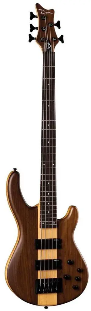 Dean Guitars Edge Pro 5-String Electric Bass Guitar, Ebony Fretboard, Walnut Satin Natural