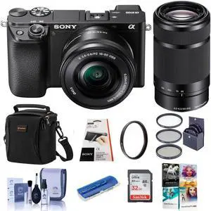 Sony Alpha a6100 Mirrorless Camera with 16-50mm & 55-210mm Lenses W/Free ACC KIT