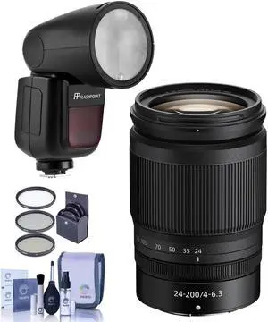Nikon NIKKOR Z 24-70mm f/4 S Lens, Bundle with Flashpoint Zoom Li-on X R2 TTL On-Camera Round Flash Speedlight, 72mm Filter Kit, Cleaning Kit