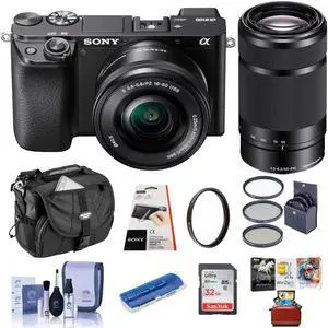 Sony Alpha a6100 Mirrorless Camera with 16-50mm & 55-210mm Lenses W/Free ACC KIT