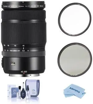 Fujifilm GF 45-100mm f/4 R LM WR Lens, Bundle with Haida 82mm NanoPro MC Clear Filter, 82mm NanoPro MC Circular Polarizer Filter, ProOptic Cleaning Kit, Cleaning Cloth