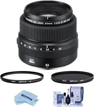 Fujifilm GF 63mm f/2.8 R WR Lens, Bundle with Hoya 62mm UV+CPL Filter Kit, ProOptic Cleaning Kit, Cleaning Cloth