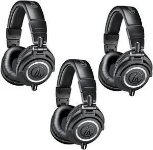 Audio-Technica ATH-M50x Professional Monitor Headphones, Black, 3 Pack #ATHM50X3