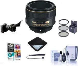 Nikon 58mm f/1.4G AF-S NIKKOR Lens, Bundle with ProOptic 72mm Filter Kit, Cleaning Kit, Lens Wrap, Cap Tether, Flex Lens Shade, PC Software Kit