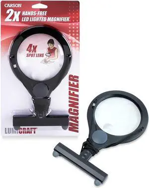 Carson LC-15 LumiCraft Magnifier, 2x Hands Free with 4x Bi-Focal Spot Lens
