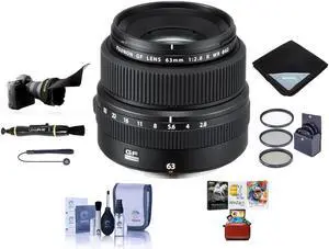 Fujifilm GF 63mm f/2.8 R WR Lens, Bundle with ProOptic 62mm Filter Kit, Cleaning Kit, Lens Cap Tether, Flex Lens Shade, Lens Wrap, LensPen Cleaner, Mac Software Kit