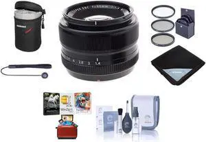 Fujifilm XF 35mm f/1.4 Lens, Bundle with 52mm Filter Kit, Lens Pouch, Capleash, Cleaning Kit, Lens Wrap, Mac Software Package