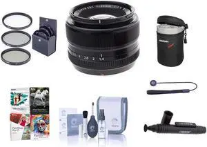 Fujifilm XF 35mm f/1.4 Lens, Bundle with Tiffen 52mm Filter Kit, Lens Case, Lens Cap Tether, Cleaning Kit, Lens Cleaner, Software Kit