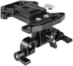 CAMVATE Quick Release V Lock Mount Battery Plate with Adjustable 15mm Rod Clamp