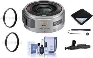 Panasonic 14-42/3.5-5.6 GX Vario Zoom Micro 4/3 Lens, Silver W/Free Acc Bundle