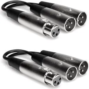 Hosa Technology 2x 3-Pin XLR Female to 2-XLR Male Y-Cable 6" #YXM121 2 Hosa Technology 2x 3-Pin XLR Female to 2-XLR Male Y-Cable 6" #YXM121 2