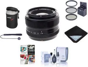 Fujifilm XF 35mm f/1.4 Lens, Bundle with Tiffen 52mm Filter Kit, Lens Case, Lens Cap Tether, Cleaning Kit, Lens Wrap, Software Kit