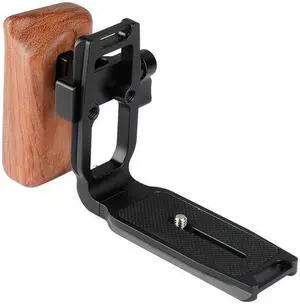 CAMVATE ARCA Style Quick Release L Baseplate with Wooden Handgrip, Left Side CAMVATE ARCA Style Quick Release L Baseplate with Wooden Handgrip, Left Side