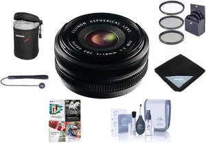 Fujifilm XF 18mm f/2.0 Lens, Bundle with 52mm Filter Kit, Cleaning Kit, Lens Wrap, Lens Case, Lens Cap Tether and Software Kit